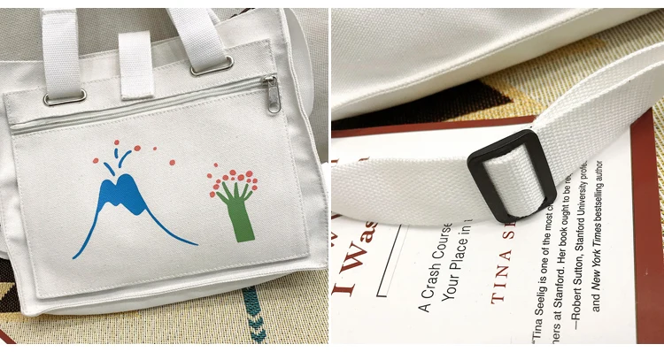 Menghuo Women Canvas Handbag Cartoon Printed Shoulder bag Female Large Capacity Ladies Beach Bag Women Canvas Tote Shopping New _38
