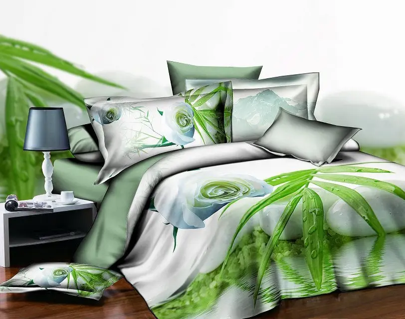 

3d velvety bamboo/lily boutique bedding set duvet/doona cover bed sheet pillow cases 3/4pcs,queen size