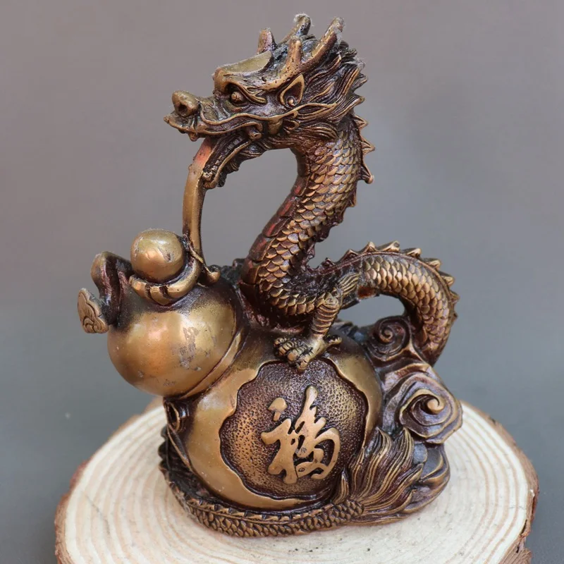 

Antique QingDynasty copper Statue,Gourd dragon sculpture,hand-carving crafts,Home Decoration,handmade crafts/Collection