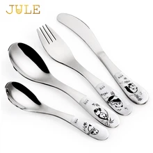 Vajilla para niños de dibujos animados de China Panda gigante de acero inoxidable juego de vajilla infantil 4 piezas comedor cuchillo tenedor cuchara juego de Picnic