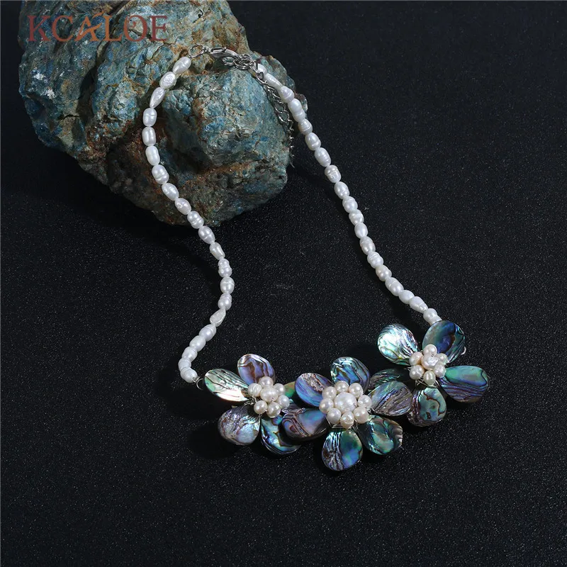 

KCALOE Minimalist Jewelry Flowers Statement Necklace & Pendant Women Natural Shell Pearl Chunky Necklaces Collares Grandes