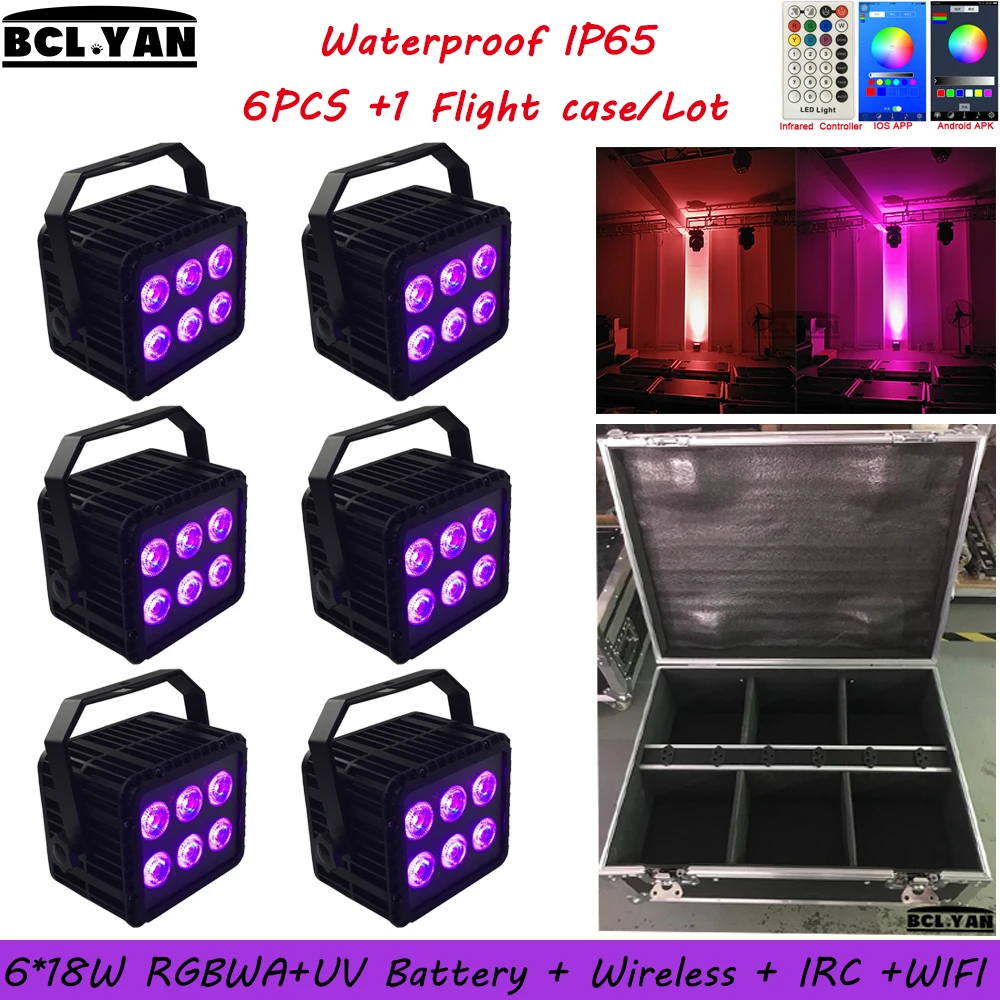 6XLOT F светильник чехол для упаковки водонепроницаемый 6x18 Вт 6 в 1 RGBWA UV DMX Led Par