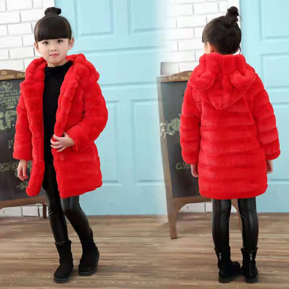 

Baby Girl Winter Clothes Mid Long Style Coats For Girs Thick Coat Warm Faux Fur Outerwear Coat For Girls Cothes Children Jacket