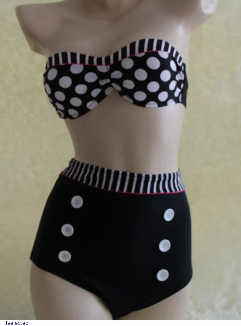 biquini new in 2014 Vintage swimwear high waist bikini Polka Dot Pin up Bikini Set cheap cute bathing suits maillot de bain |