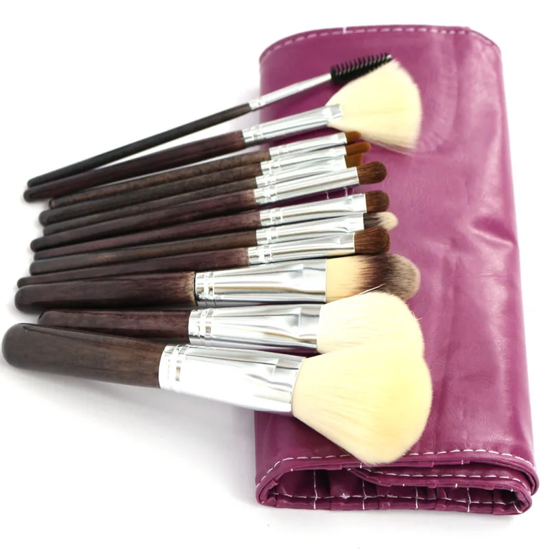 

Professional 12pcs Makeup Brushes Set High Quality Purple Superfine Sable Hair Brushes Set