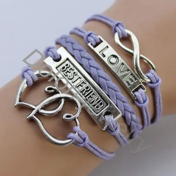

Hot New Product Handmade Leather Combined Wrap Bracelet With Infinity/Love/Best Friend Bracelet Jewelry