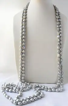 

2Strands 50'' 11mm Gray Baroque Freshwater Pearl Necklace