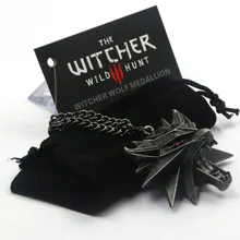 The Witcher Pendant Necklace 2015 Medallion Wizard 99% Original The Witcher 3 Necklace Wolf Hunt 3 Pendant include 1 Bag 1 Tag