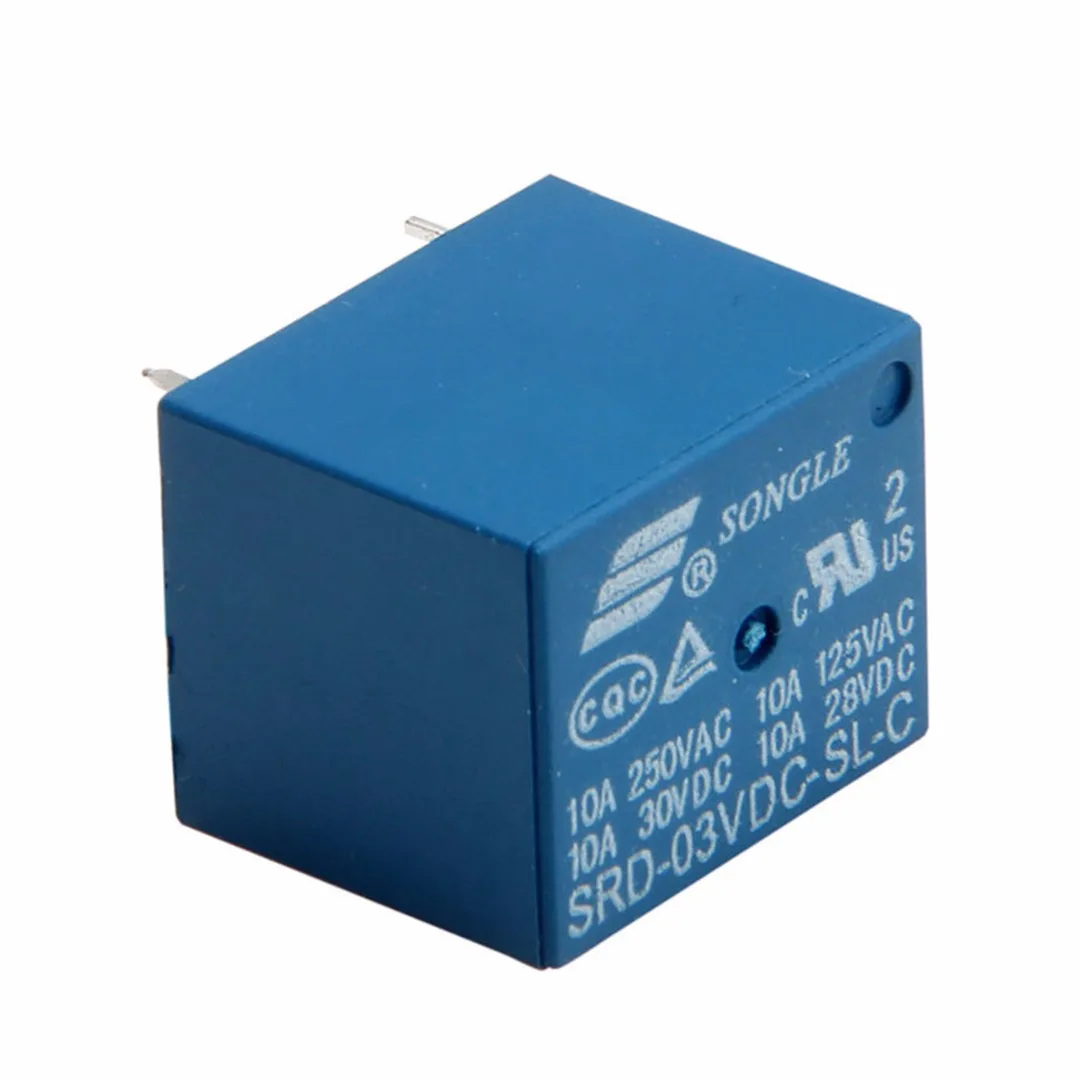 2/5/10pcs Durable Mini Relays 3V DC 10A High Current Power Relay SRD-3VDC-SL-C PCB Type For Conversion Circuit Mayitr
