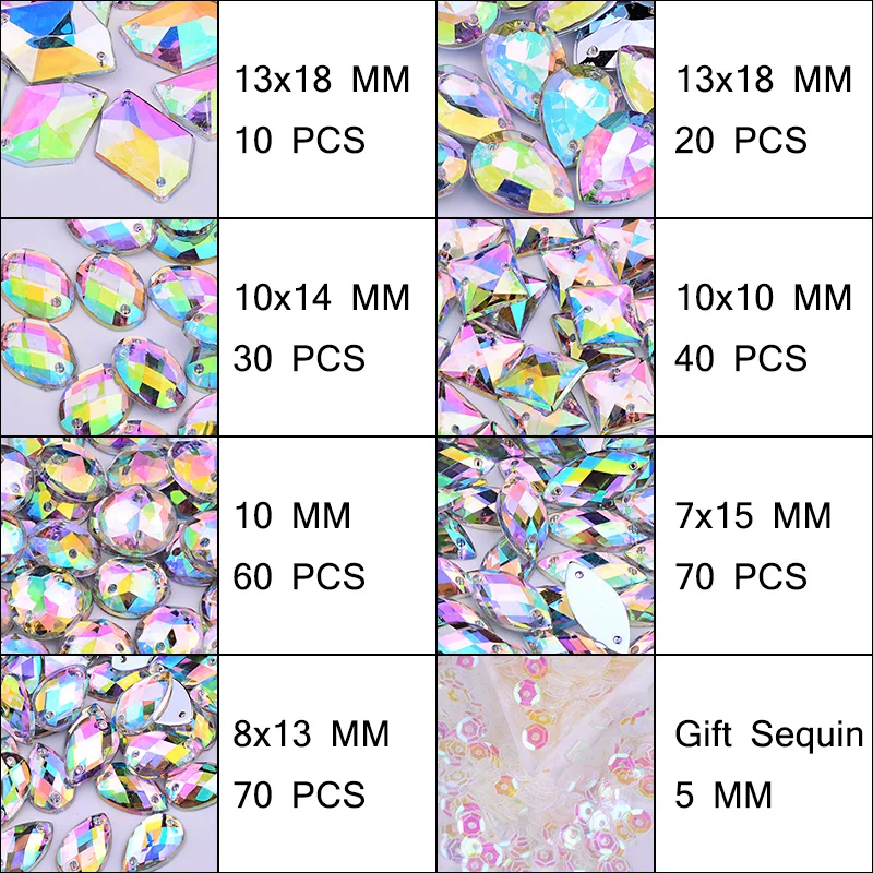 JUNAO Стразы смешанного размера, камни для свадебной одежды, AB Стразы с плоской задней частью для шитья, акриловые стразы, украшение, аппликация из драгоценных камней