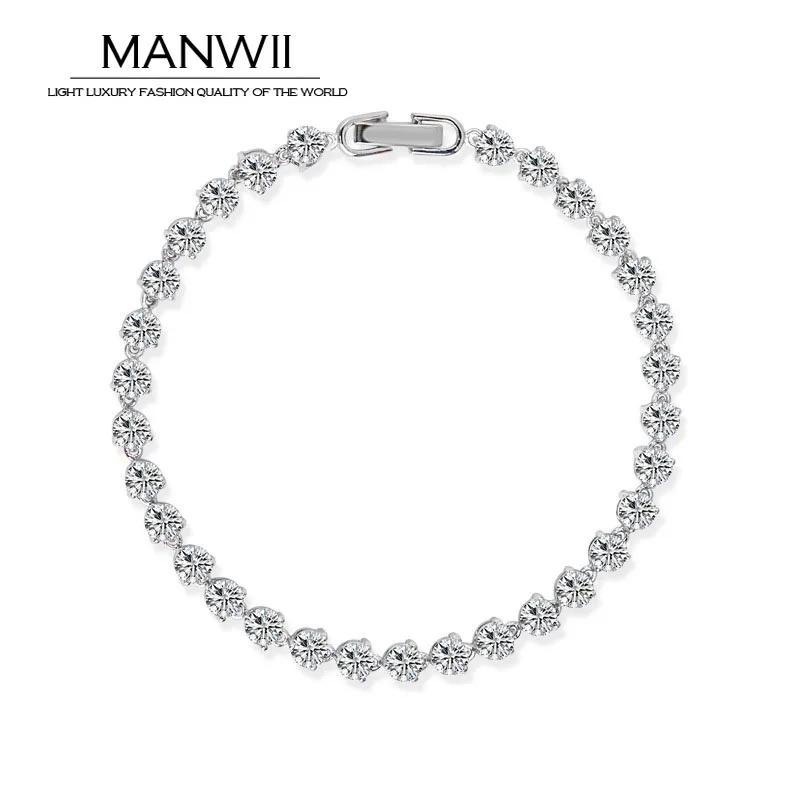 MANWII Simple three claw AAA zircon Popular Bracelets fashion Simple