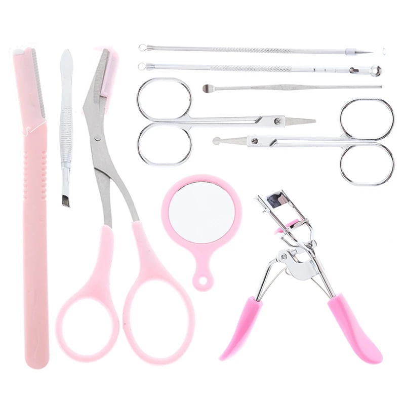 

10pcs Eyebrow Tool kit Eyelash Curler Eyebrow Scissors Eyebrow Shaping Portable Makeup Cosmetics
