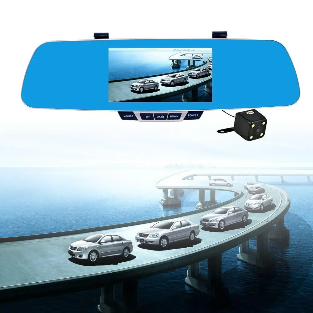 Touch Screen Dual Len Vehicle Car Camera Rearview Mirror Auto Car DVR