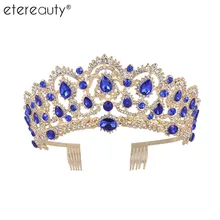 ETEREAUTY водная дрель невесты корона Топ волос Тиара Свадебные аксессуары для волос для женщин девочек(синий