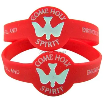 

300pcs Come Holy Spirit Confirmation wristband silicone bracelets free shipping by FEDEX