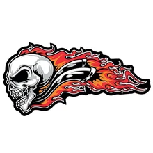 Grand autocollant flamme de crâne pour moto, autocollant en vinyle pour voiture, accessoires pour ordinateur portable, décalcomanie décorative