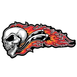 Grand autocollant flamme de crâne pour moto, autocollant en vinyle pour voiture, accessoires pour ordinateur portable, décalcomanie décorative 