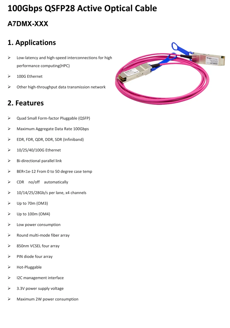 40Gbps QSFP+ Active Optical Cable OM4  1111