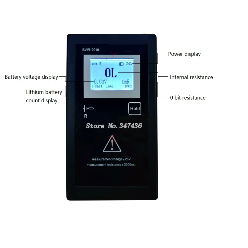 

BVIR-2018 Internal Resistance Tester High Precision Battery Internal Resistance Tester Voltage Display 18650 Lithium Electricity