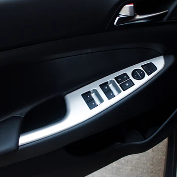 

For Hyundai Tucson 2015-2019 ABS Matte/Carbon fibre Door Window glass Lift Control Switch Panel Cover Trim sticker Car Styling