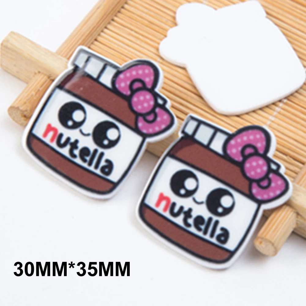 

50pcs 30*35MM Nutella Flatback Resin Hair Bow Nut Butter Planar Resin Cabochon DIY Craft For Mobile Phone Decorations FR202