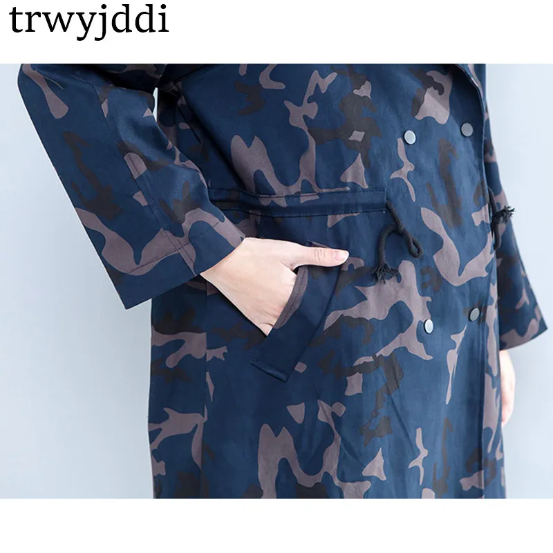 Mode Picture Femmes Color Printemps Breasted Camouflage Coupe vent Capuche Oversize 2018 Cardigan Hiver Hl137 Coréenne À Manteau Veste Double 1HHPT