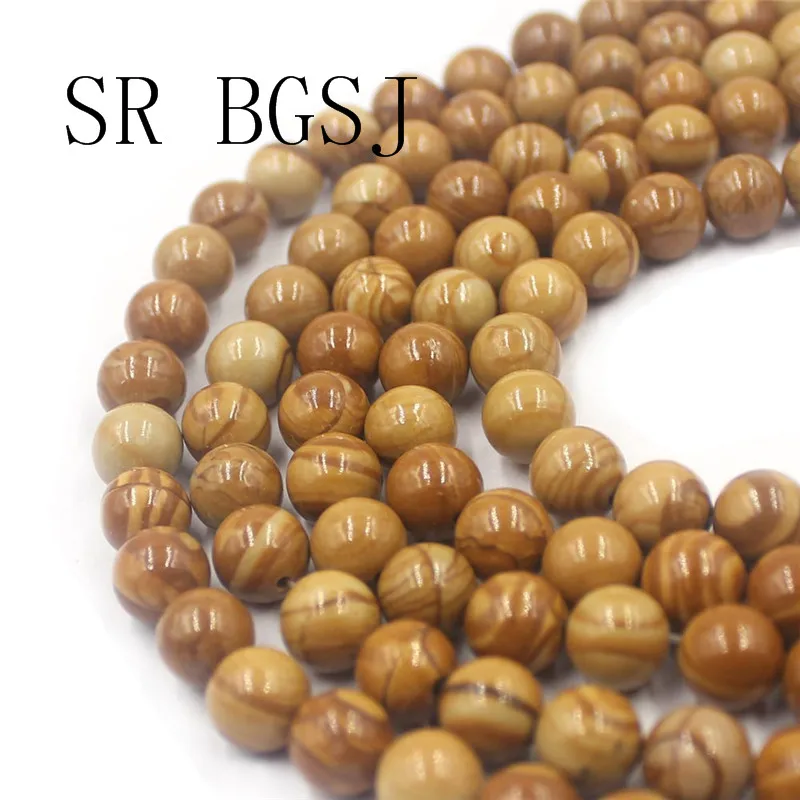 

Free Shipping 6mm 8mm 10mm Yellow Wooden Jaspers Gems Stone Jewelry DIY Beads Strand 15"