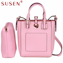 SUSEN 4029 de alta calidad elegantes bolsos de hombro del Bolso de Mano de señora Satchel de cuero superior + composite bolsas monedero del embrague 2 unids conjuntos