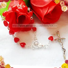 20 шт./упак. 6 мм красные бусы в форме сердца браслет с розами, Религиозный браслет, акриловый браслет специальный, Браслет-четки специальное предложение