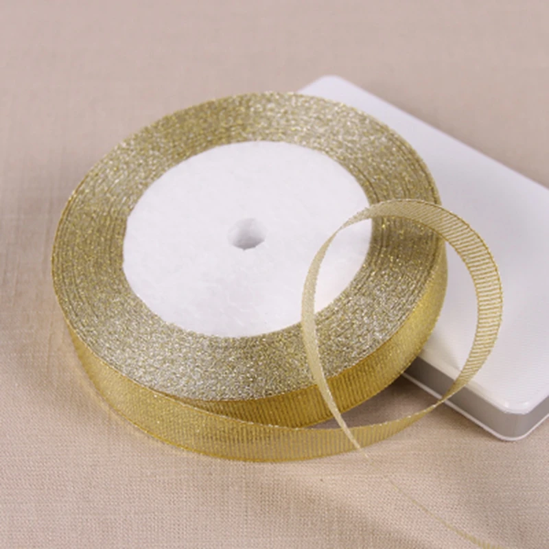 15mm Metallic Glitter Ribbon Gift Package Ribbons Wrapping Decoration