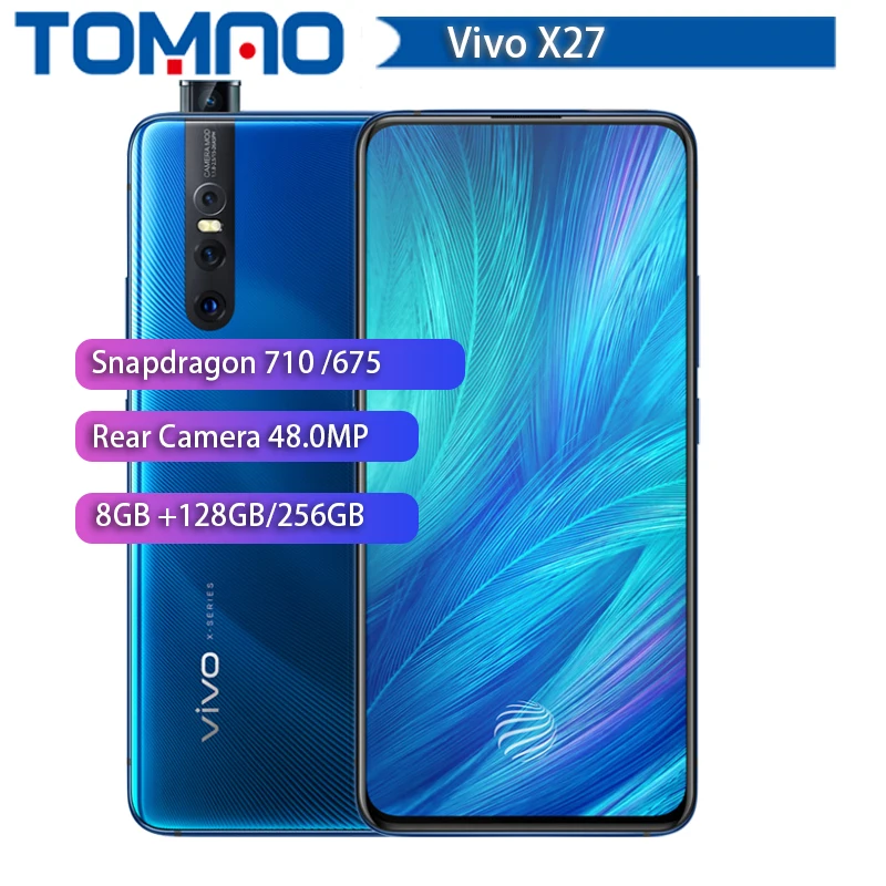 Vivo X27 мобильный телефон 6,3" 8 ГБ ОЗУ 128 ГБ/256 Гб ПЗУ Snapdragon 675/710 Android 9 4000 МП три кадра мАч смартфон