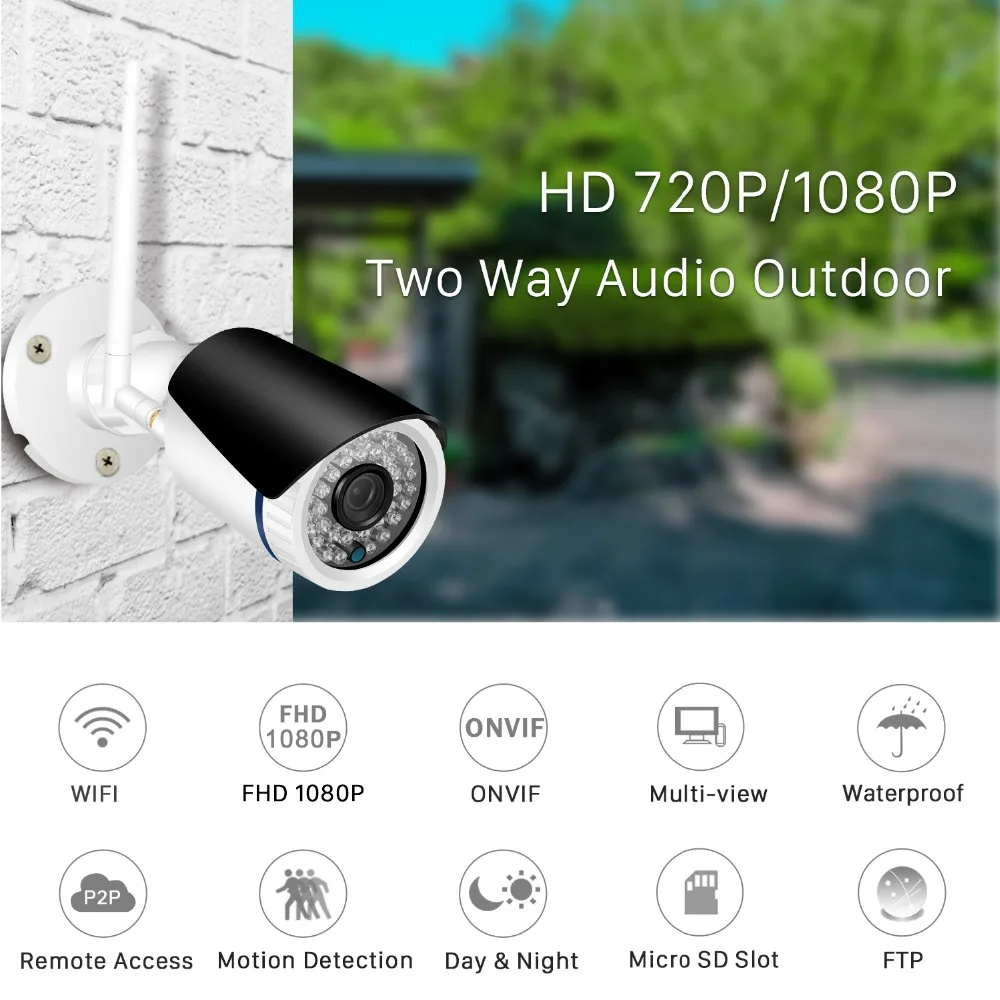 IP камера ANBIUX HD 1080P 720P Wi Fi 12 В беспроводная проводная ИК ONVIF P2P|Камеры