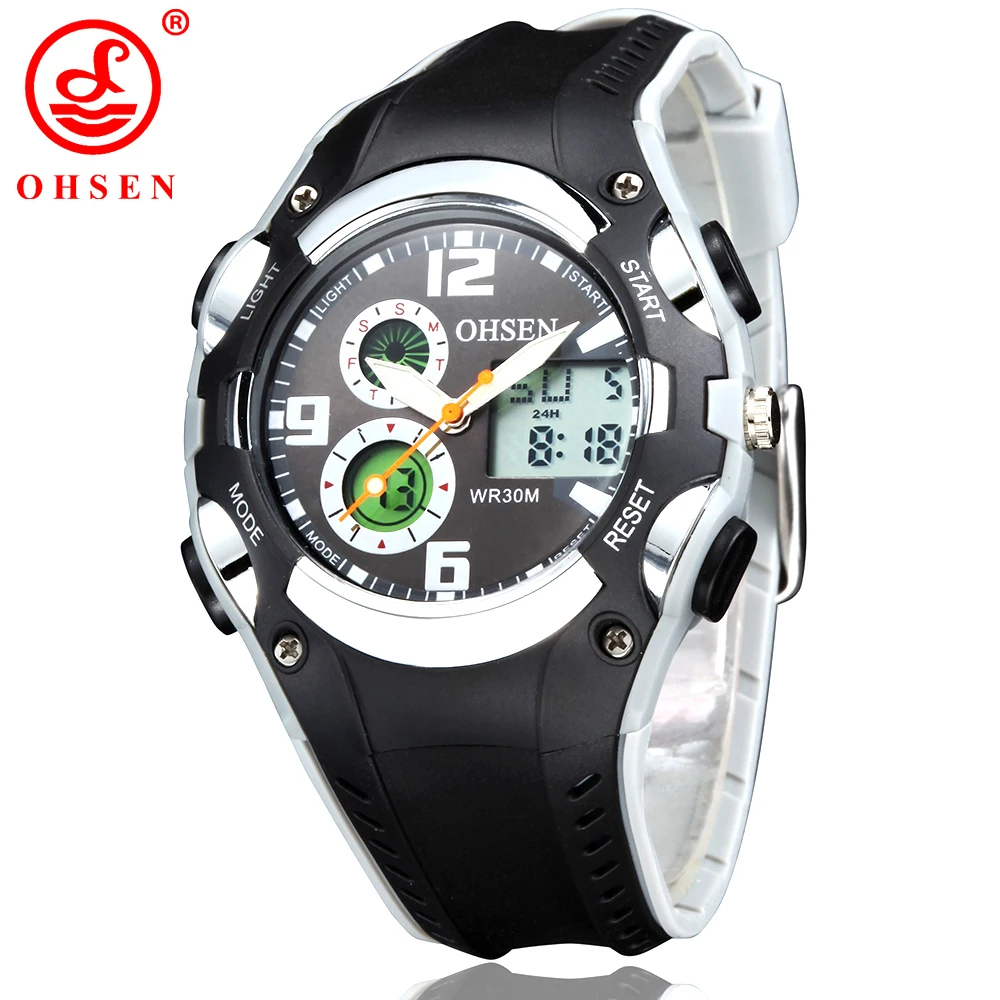 Топ бренд Оригинальный Ohsen Дети цифровые часы спортивные часы Наручные часы для мальчиков Водонепроницаемый резинкой моды Montre Enfant