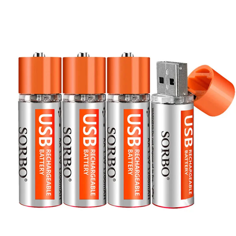 

Best Deal 4PCS SORBO 1.5V 1200mAh USB Rechargeable 1 Hour Quick Charging AA Li-po Battery