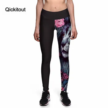 

Qickitout Leggings 2016 New Sexy Fashion New Leggings Tiger Rose 3D Print Women Pants Trousers Ropa Mujer Plus size Drop ship
