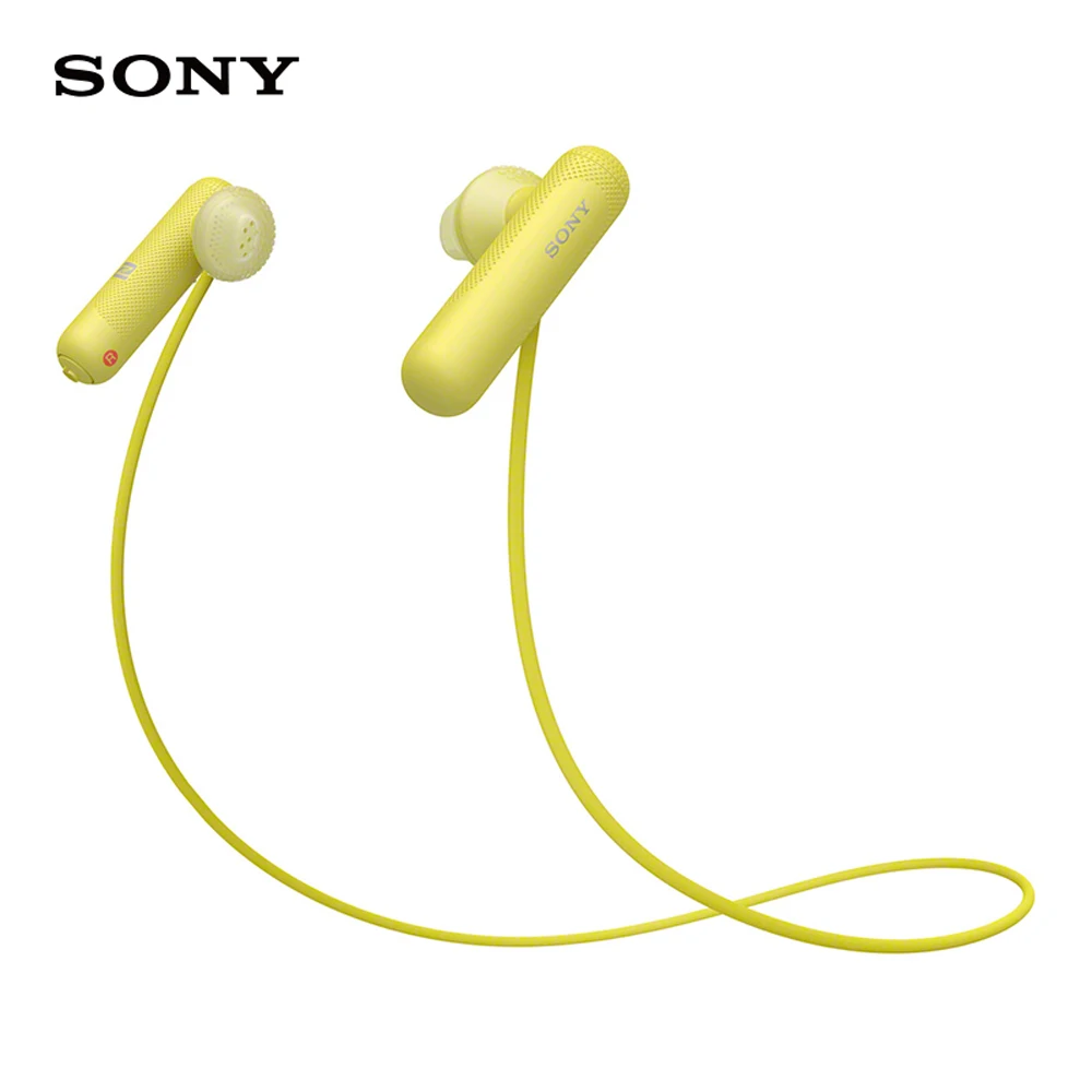 Спортивные наушники SONY WI-SP500, беспроводные bluetooth-наушники IPX4, влагозащищенная гарнитура с микрофоном - Цвет: Цвет: желтый