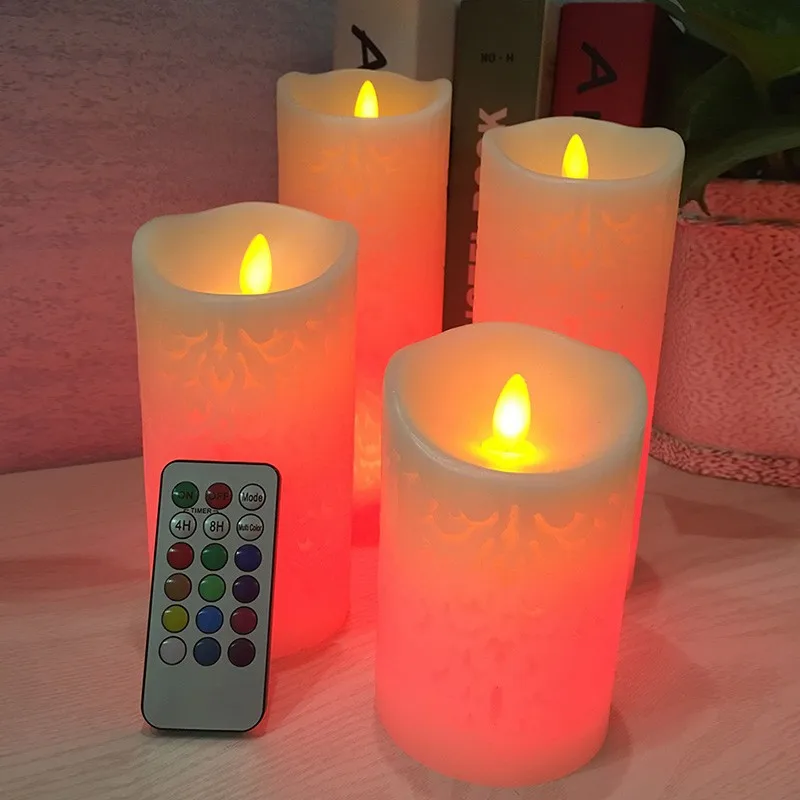 Беспламенная Электронная свеча Ночной светильник Светодиодная с RGB восковой