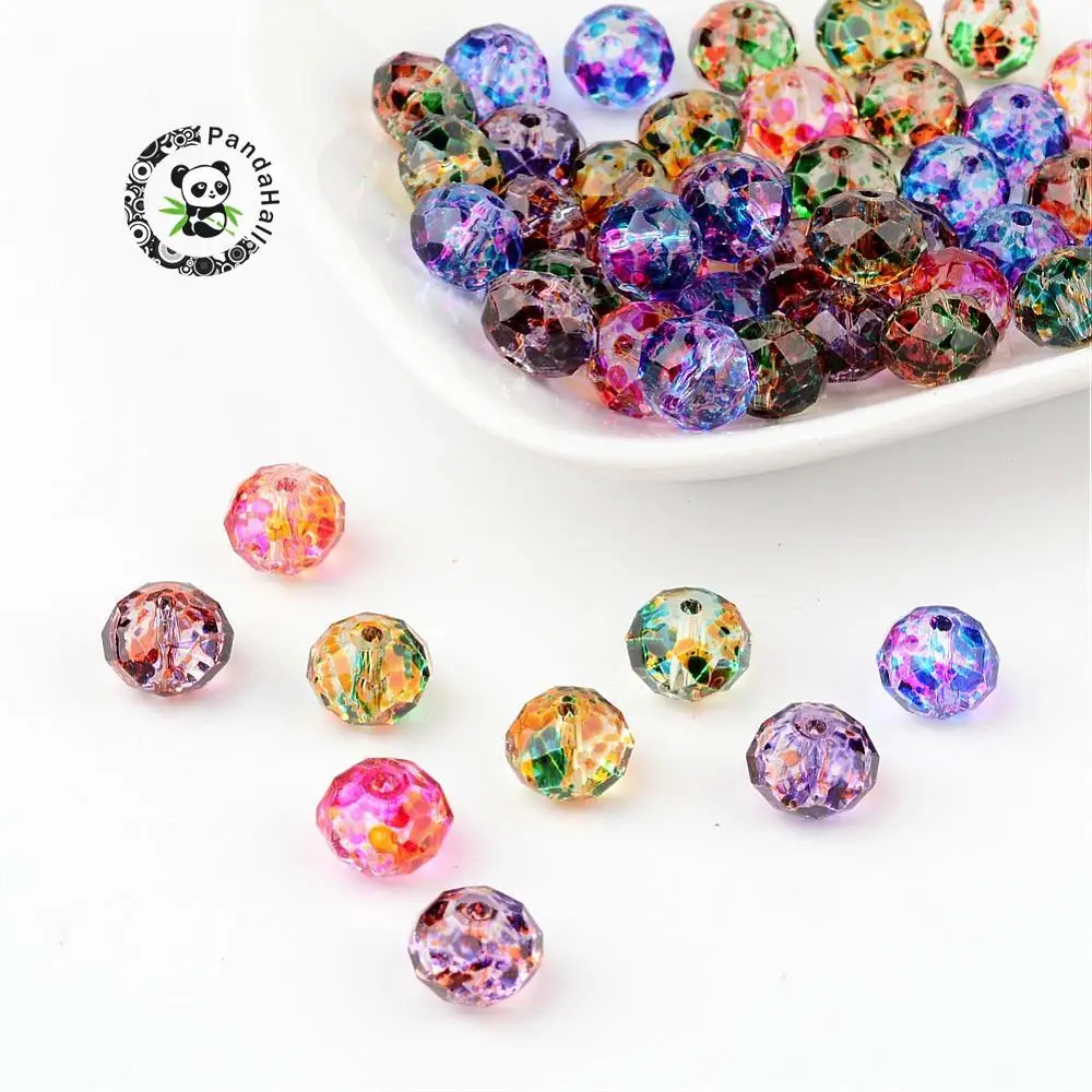 

Faceted Spray Painted Glass Beads, Abacus, Mixed Color, 10x8mm, Hole: 1.5mm