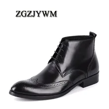 ZGZJYWM/новые ботинки из воловьей кожи; Цвет черный, красный; дышащие мужские ботинки-оксфорды из мягкой кожи с острым носком и узором «Bullock»