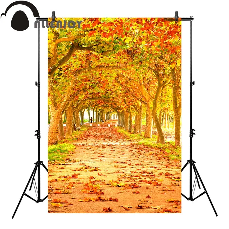 

Allenjoy autumn backgrounds for photography studio tree orange path leaves backdrop photo studio photocall new