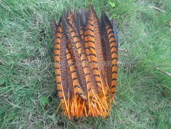 

Wholesale 100 pieces long 25 to 30 cm yellow pheasant feather development center for wedding dance celebration DIY decoration