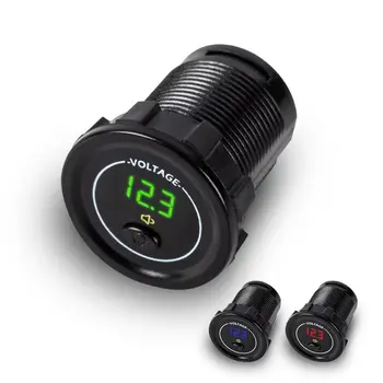 

Waterproof Motorcycle Boat Car DC 12V 24V 30V LED Voltmeter Display Voltage Meter with ON OFF Switch Low Voltage Alarm