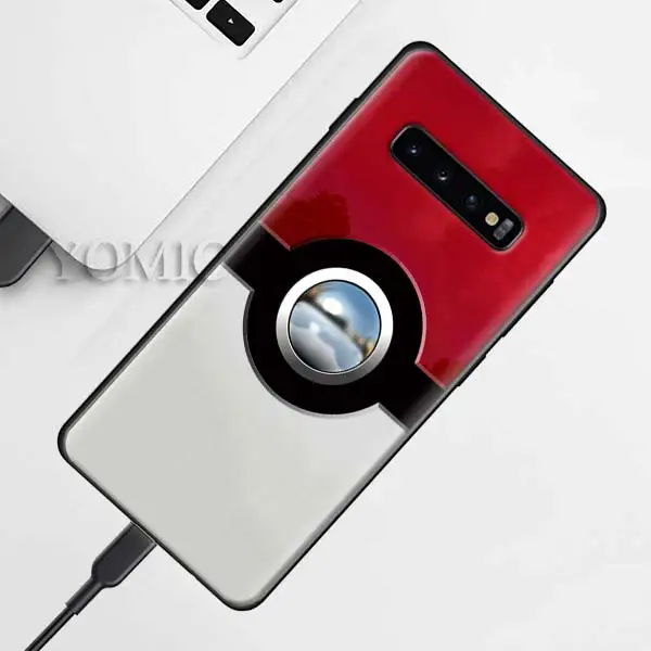 Силиконовый чехол Pokemons ball Pika для samsung Galaxy S10e S9 S8 S10 Plus S7 Note 9 8 A50 A70, черный мягкий чехол - Цвет: D-002