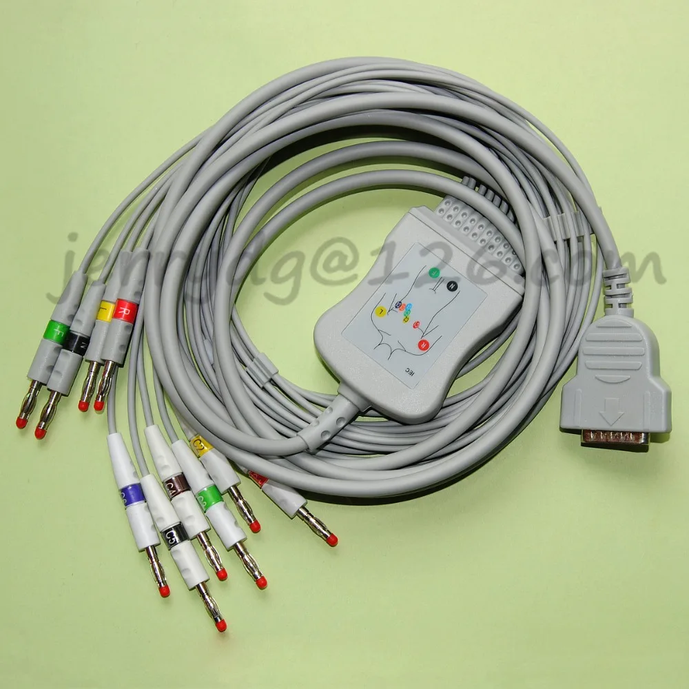 

GE Marquette EKG ECG cable with leadwires, 10 leads, Compatible MicroSmart, MAC 500/1100 MAC 1200/1200 ST