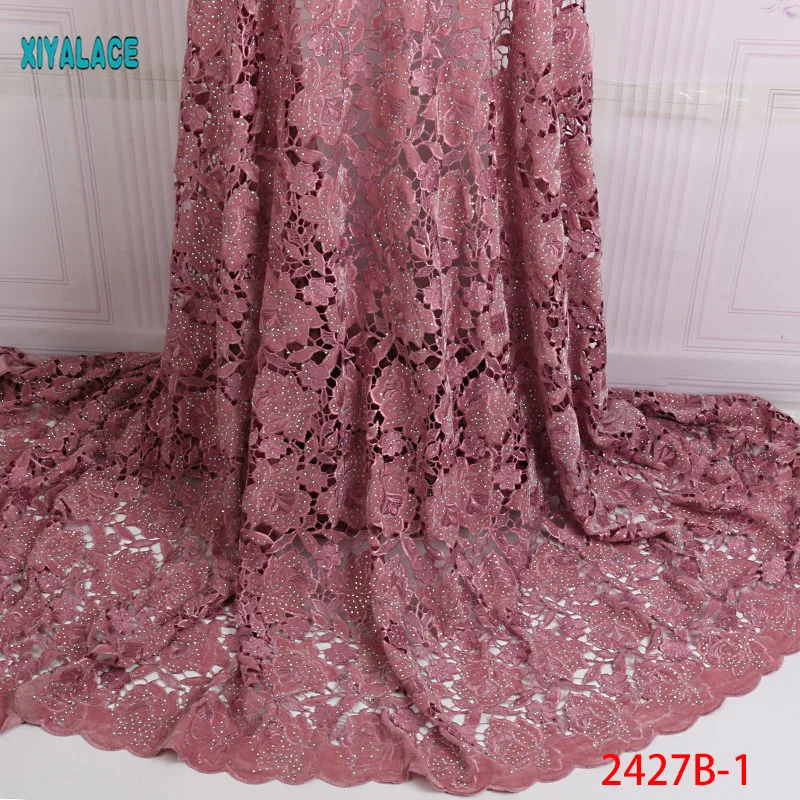 

African Lace Fabric 2019 High Quality Nigerian Lace Fabrics Guipure Cord Fabric Embroidery French Tulle Lace Fabric YA2427B-2