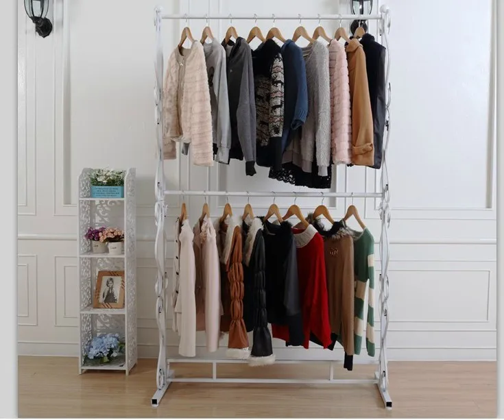 Iron floor wedding clothing rack clothing display racks coat rack clothes hangers double bedroom