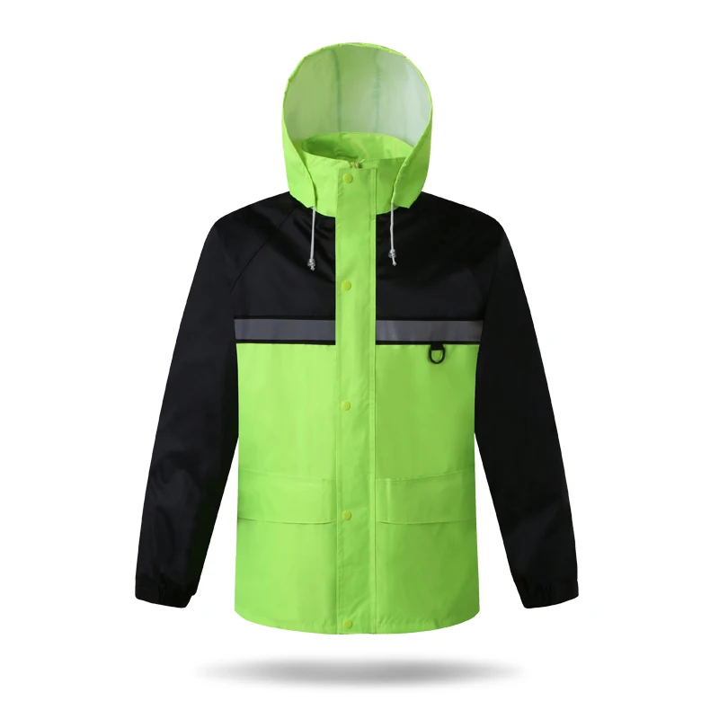 

OVUIWEN Anti light raincoat sanitation safety protection rain alarm traffic warning security fluorescent waterproof coat