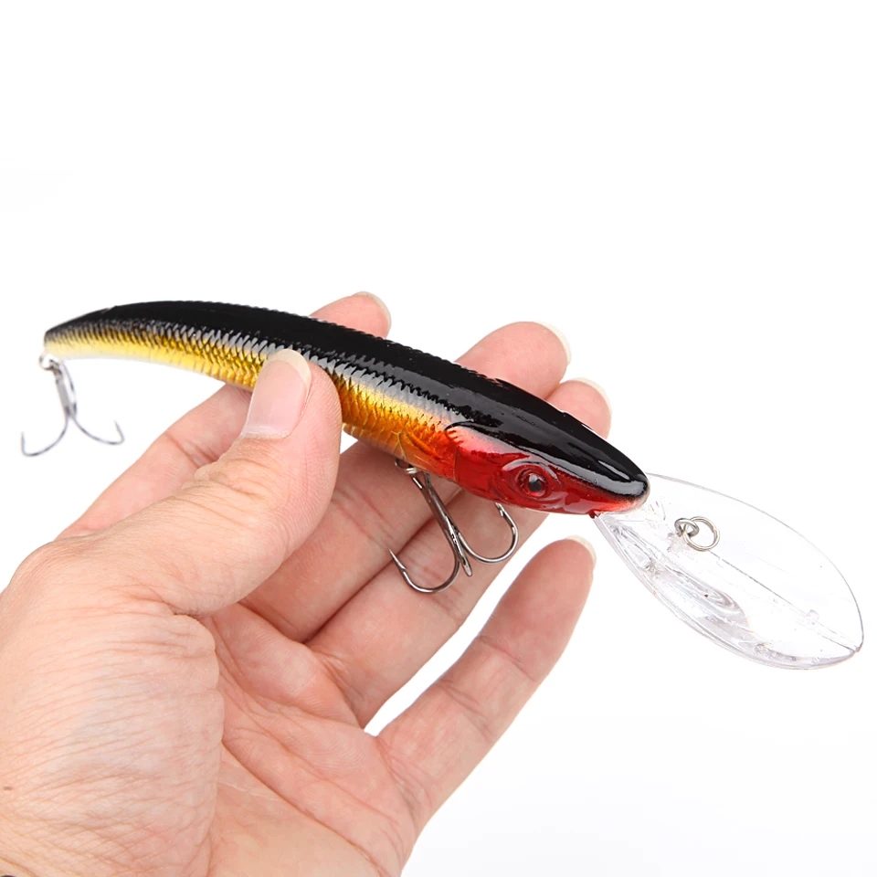  NEW 15.5cm 15.3g Minnow Fishing Lure Hard Artificial Swim Baits 3D Eye Swimbait Crankbait Artificial Bait Lures 4# Hook MI007 