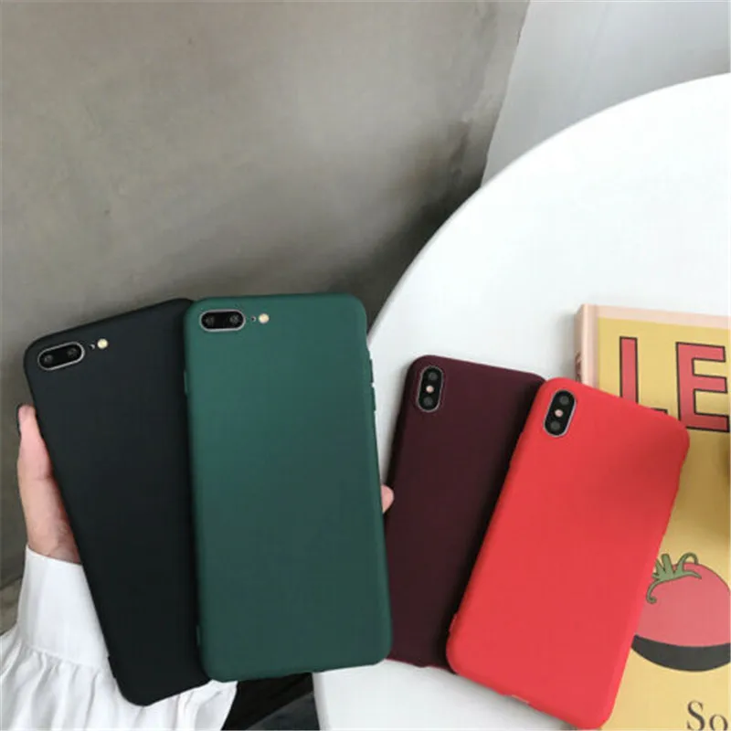 

Luxury Soft Back Matte Color Cases for iPhone 7 plus 8 6 6s X XS max XR 5 5s SE Case Shockproof TPU Silicone Back Cover Capa New
