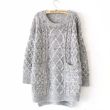 2016 new fashion round neck collar loose large size warm comfortable lady sweater